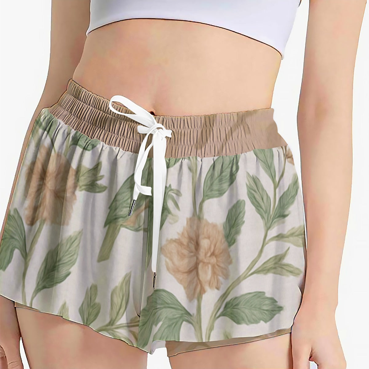 FLORAL BIRDS SPORTS SKORTS WITH POCKETS