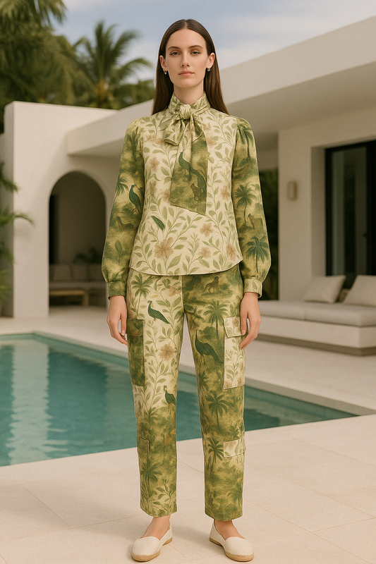 EXOTIC GARDEN BOW BLOUSE