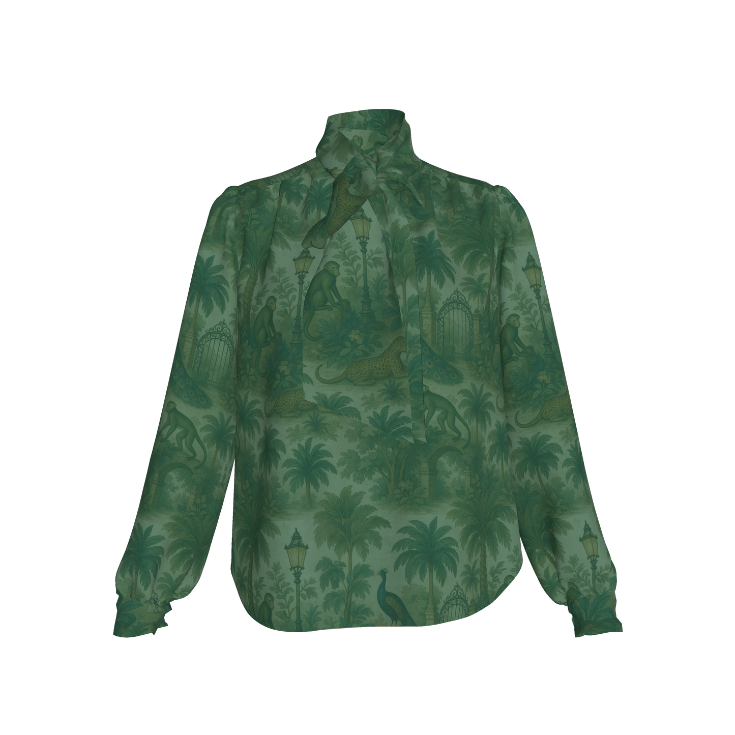 GREEN EXOTIC GARDEN BOW SHIRT