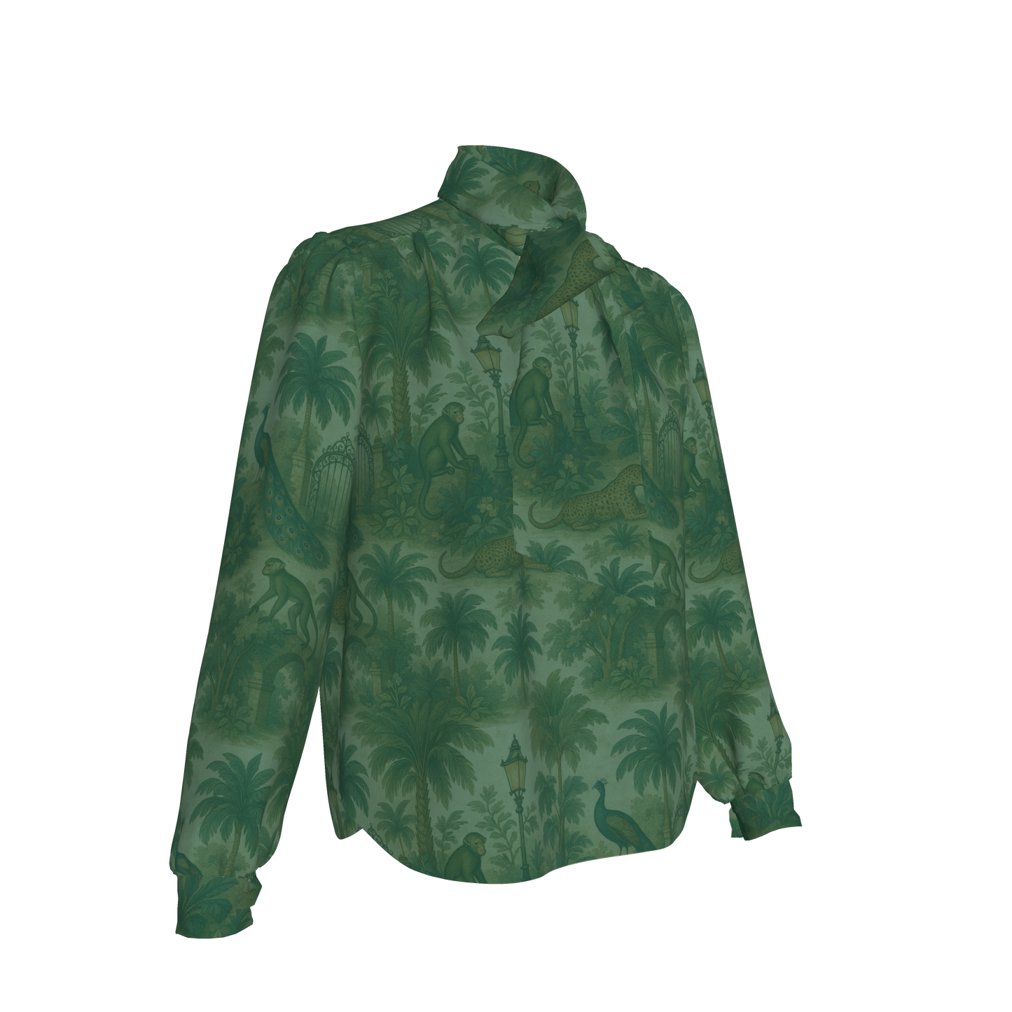 GREEN EXOTIC GARDEN BOW SHIRT